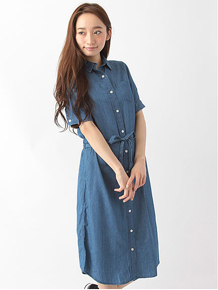 レーヨンデニム マキシワンピース