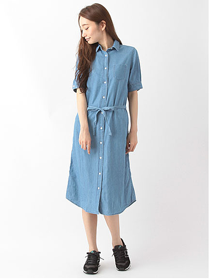 レーヨンデニム マキシワンピース