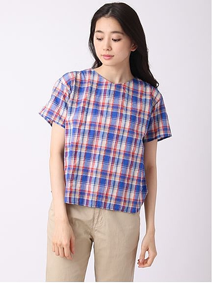 【Special Price】・N後ろリボンチェックブラウス