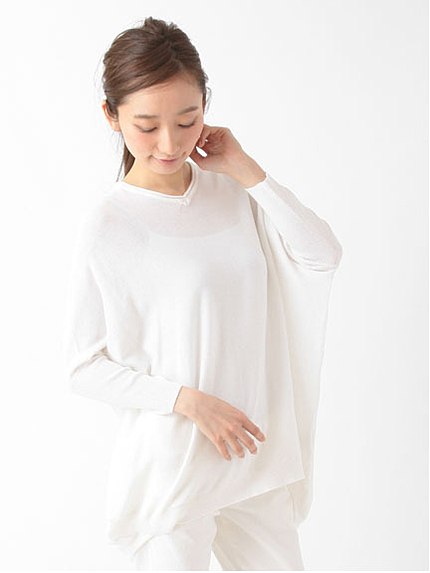 ・N裾変形ドルマンニットプルオーバー