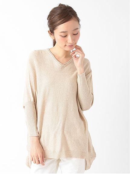 ・N裾変形ドルマンニットプルオーバー
