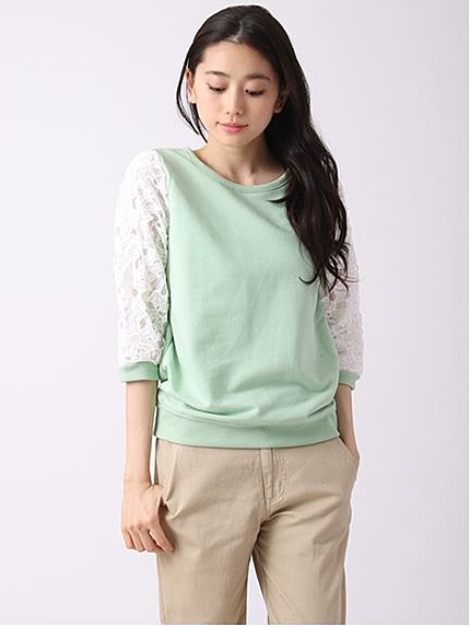 ・U袖レース切替カットプルオーバー