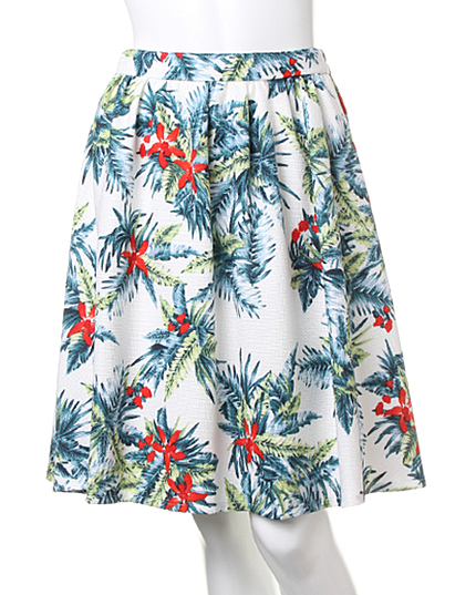 【鈴木えみ さん着用】リゾートリーフ柄ミディ／スカート