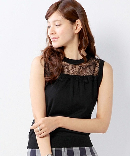 JCT C ムネレース キリカエ ノースリーブ プルオーバー / レース