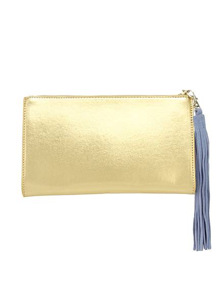 フリンジコンビメタリッククラッチバッグ