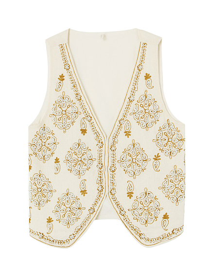 ビーズモチーフ刺繍ベスト