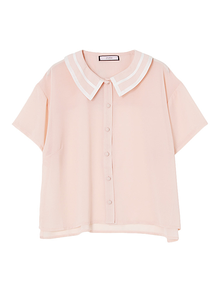 パイピング衿ブラウス