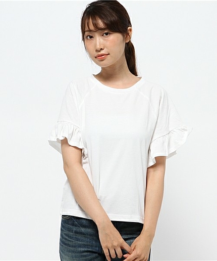袖フリルショートTシャツ/AEBC ソデフリルSHORT T