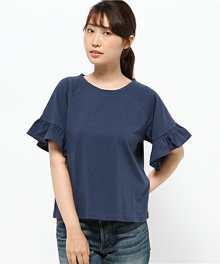 袖フリルショートTシャツ/AEBC ソデフリルSHORT T