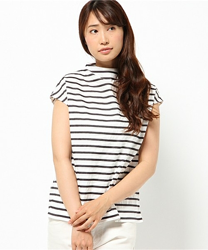 BY マリンボーダーハイネックフレンチスリーブ