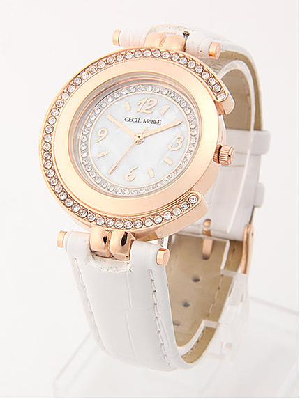 ラインストーン型押しリストウォッチ