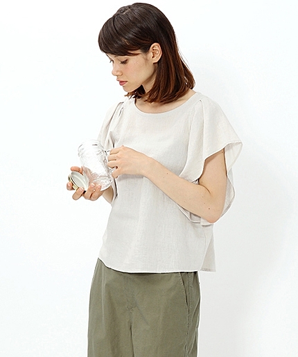 【再入荷】麻レーヨンピラ袖プルオーバー