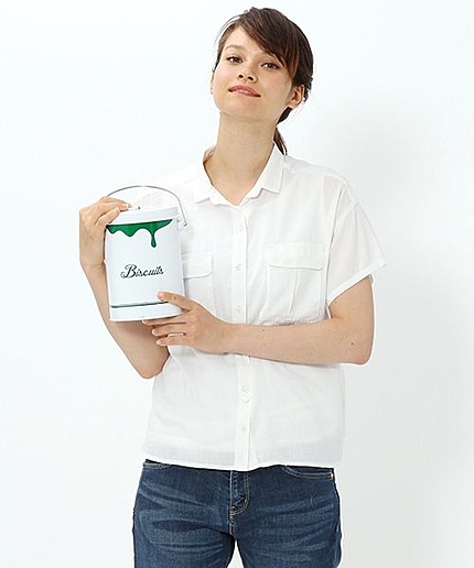 綿レーヨン麻アソート柄ポケットシャツ