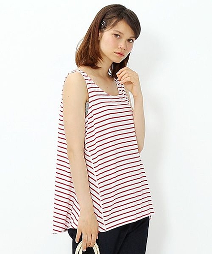 綿ベア天竺ボーダータンクトップ