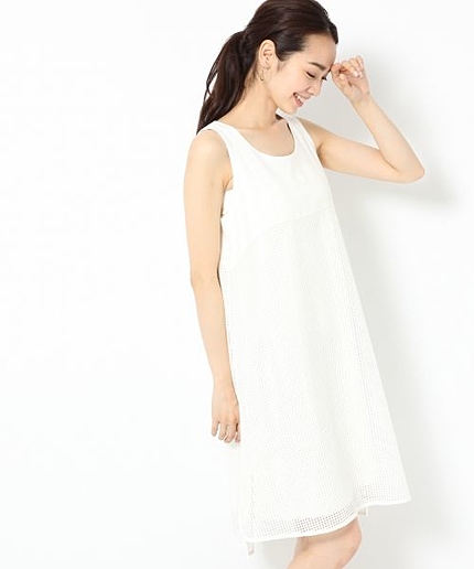 Pメッシュキリカエノースリーブワンピース