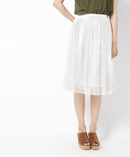 チュールギャザーミモレスカート