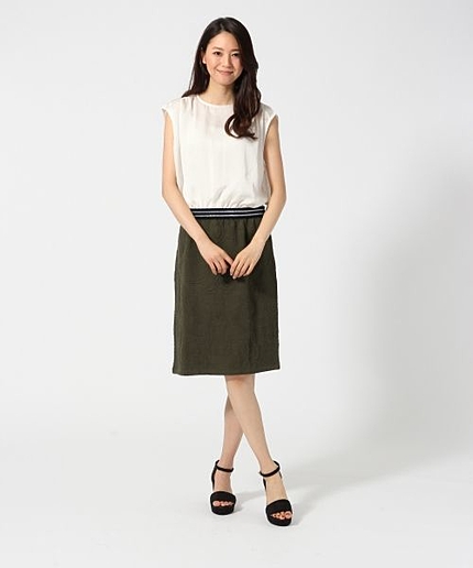 ジャガードスカートコンビワンピース半袖