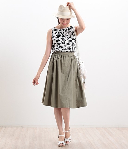 ミモレ丈ギャザースカート