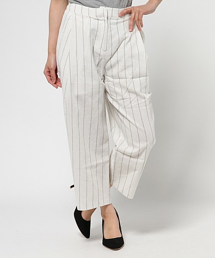 タック入りストライプワイドパンツ