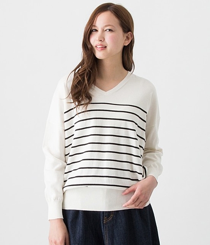 【non-no5月号掲載】 アメリカンコットンVネックニットプルオーバー