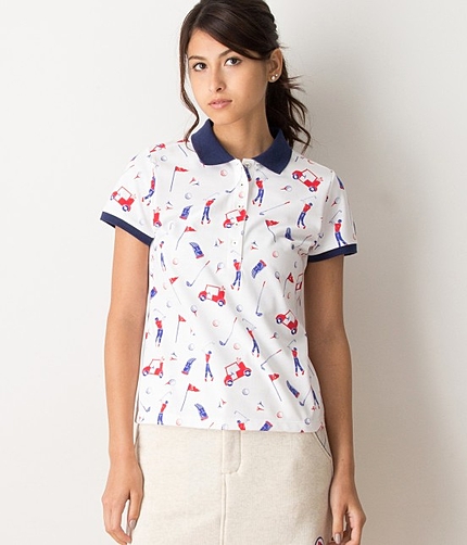 【LIMITED SALE!今だけさらに20%OFF】 【UVケア】MILLION　ICE総柄プリント衿配色ポロシャツ