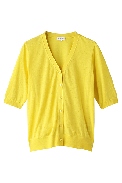 ウォッシャブルVネック半袖 ニットカーディガン