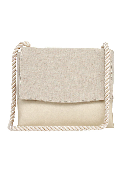 メタリックコンビリネンショルダーBAG