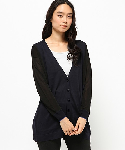 シアーソリッドニットVネックカーディガン（PaulSmithBLACK）