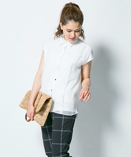 シフォンコンビブライトスムースブラウス