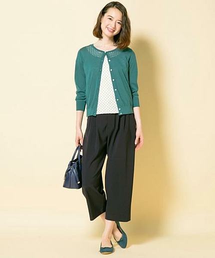 Co/Aceレーシーニット七分袖カーディガン