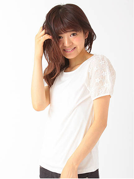 【Special Price】オーガンジー袖レースプルオーバー