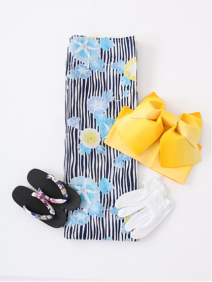 【2015SS新作】縞あさがお浴衣