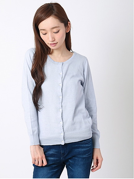 ・UV加工クルーネックカーディガン