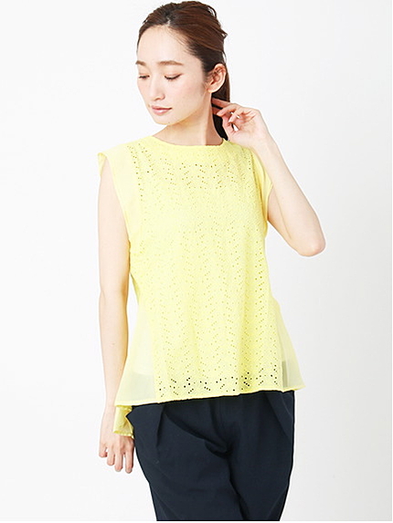 パンチングレースブラウス