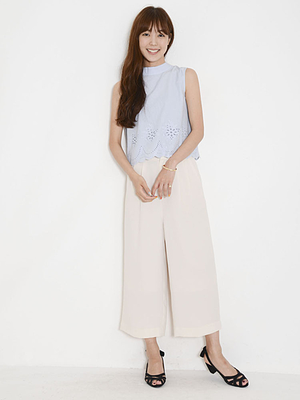 【W】クロップドワイドパンツ