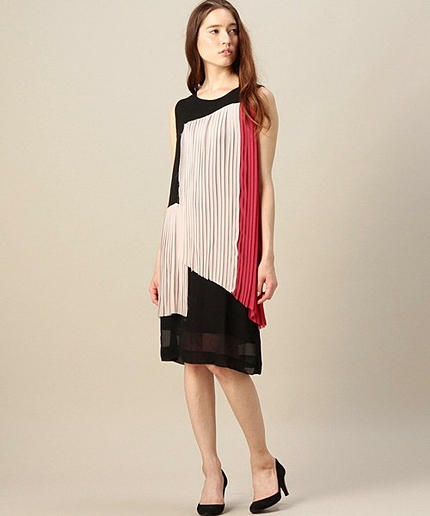 BY AVELON プリーツミックスドレス