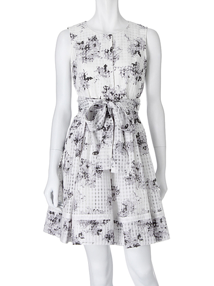 【DUO】シアーチェックフラワーワンピース