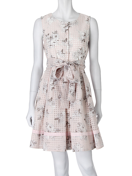 【DUO】シアーチェックフラワーワンピース