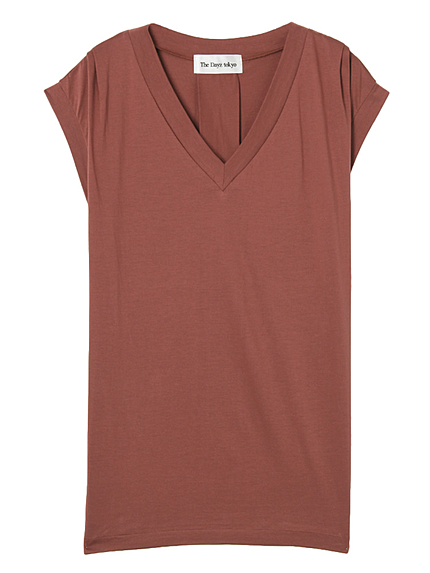 Vネックタックスリーブカットソー