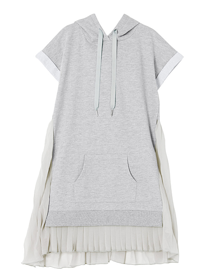 バックシフォンプリーツワンピース(半袖)