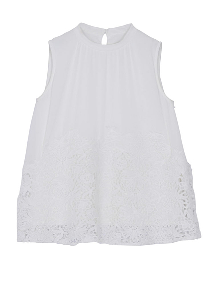 【DUO】 レース切替ボトルネックブラウス