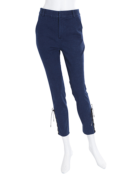 裾レースアップサブリナパンツ