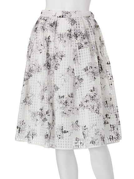 【DUO】シアーチェックフラワースカート