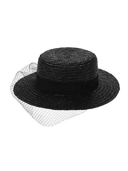 チュール付きストローハット