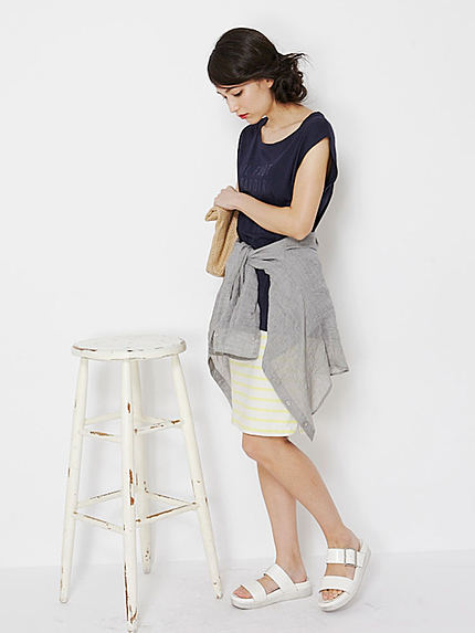 【BIJ】 ボーダータイトスカート