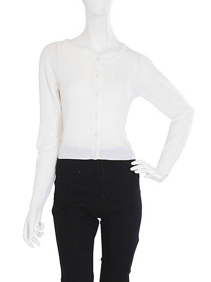 【W】リブ長袖カーディガン