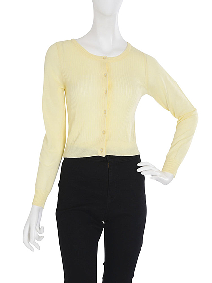 【W】リブ長袖カーディガン