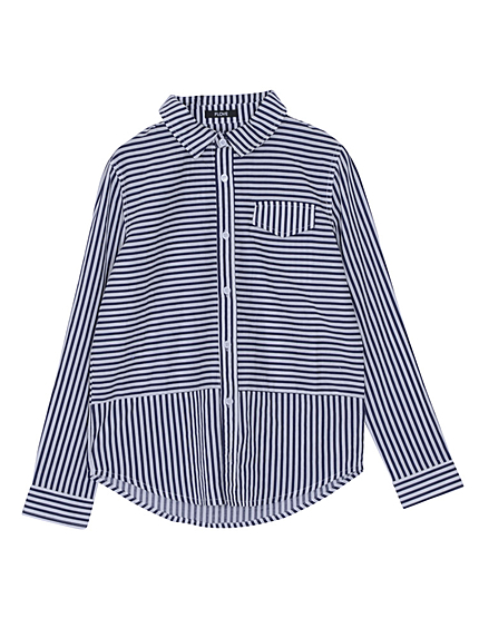 ストライプ切替シャツ