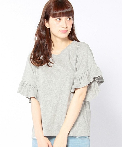袖フリルTシャツ（ライトグレー）/AEBC ソデフリルSHORT T 11