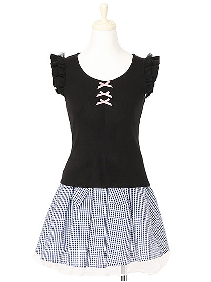 3つリボンフリル袖テレコＴＯＰＳ